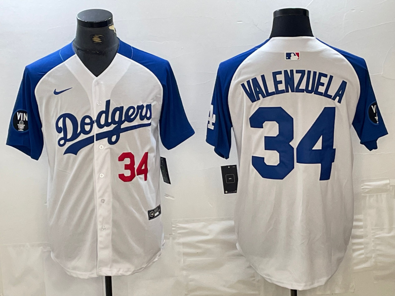 Men's Los Angeles Dodgers Fernando Valenzuela #34 White Limited Jersey